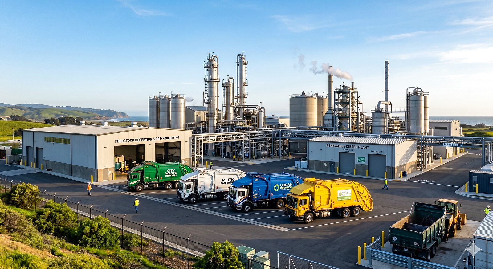 RD100 Renewable Diesel Refinery with MSW collection fleet